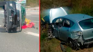 Cuatro heridos, uno de ellos grave, tras chocar un turismo contra una furgoneta entre Tiebas y Muruarte de Reta