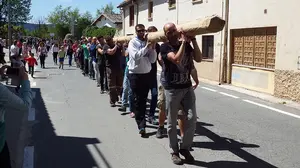 Las espectaculares imágenes del traslado del chopo y la colocación del "mayo" en Murieta