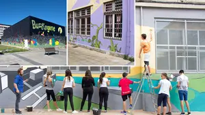 Pamplona 'decora' varios edificios municipales en barrios de la ciudad con grafitis y murales art&iacute;sticos