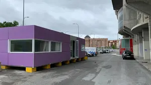 El Sadar ya huele a remodelación: las casetas de obra de la constructora se han instalado junto al estadio