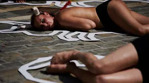 Los antitaurinos llaman al boicot en un nuevo acto para el día de San Fermín en la Plaza de Toros