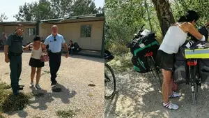 Un pequeño susto: auxiliada una peregrina francesa tras sufrir una caída en bicicleta entre Estella y Los Arcos