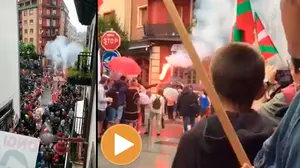 Cohetes y bengalas en Hernani para celebrar la excarcelación del etarra 'Baldo', asesino de seis personas