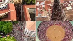 La belleza del encierro, desde el aire: un dron graba el recorrido de una de las carreras de Pamplona