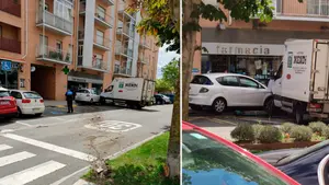 Accidente en el centro de Berriozar: pierde el control y colisiona contra un camión aparcado