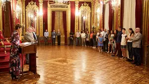 Las imágenes de la recepción del Gobierno de Navarra a los patinadores del Europeo 2019 en Pamplona