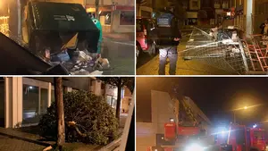 Árboles arrancados, andamios caídos y cristales rotos: el devastador paso de la borrasca Elsa por Navarra