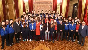 Recepción en el Palacio Foral a las selecciones navarras que han triunfado en el Campeonato de España