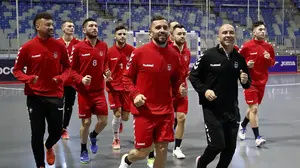 Osasuna Xota se entrena en el pabellón Martín Carpena de Málaga a la espera de jugar ante el FC Barcelona