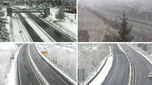 Varias carreteras navarras se tiñen de blanco en una jornada en alerta por nevadas a partir de los 300 metros