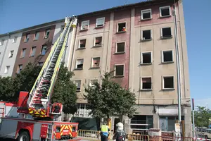 Rescatan varios nidos de aves en un edificio de un barrio de Pamplona antes de ser derrumbado