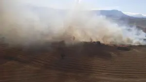 Complicado fuego en Navarra: un incendio en Oteiza de la Solana calcina más de 20 hectáreas de rastrojo