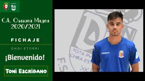 Osasuna Xota anuncia el fichaje de un joven talento "buen pasador y muy competitivo" para el equipo