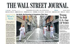 Las fiestas suspendidas de San Fermín protagonizan la portada del 'The Wall Street Journal'