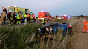 Hospitalizada con pronóstico reservado en Tudela tras salirse de la vía en la autopista en Murchante