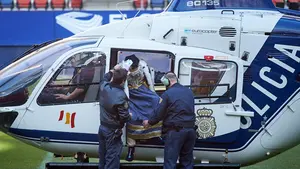 Los Reyes Magos ya están en Pamplona: han aterrizado esta mañana en helicóptero en el estadio de Osasuna