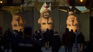 La nueva performance abertzale en Pamplona: cuelgan a Franco tras ser llamados a declarar por decapitar a Felipe VI