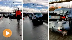 Una colisión múltiple con cinco vehículos implicados provoca retenciones kilométricas en la variante de Pamplona 