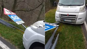 Sangraba por la cabeza: un francés choca contra una señal de tráfico en Valcarlos