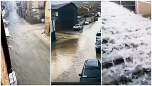 Espectacular tromba de agua en Miranda de Arga: la tormenta inunda la localidad