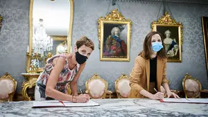 Chivite y Belarra firman en Pamplona: Navarra recibirá 40 millones para servicios sociales