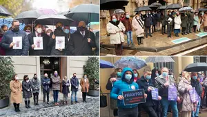 Una Navarra lluviosa se tiñe de morado por el Día contra la Violencia Machista