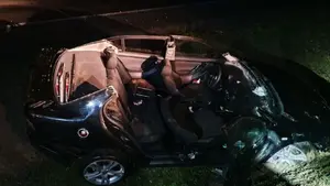 Un herido en una salida de vía en la A-15: bomberos tuvieron que desatraparle