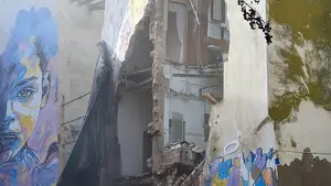 Se produce un derrumbamiento en la calle Rúa de Tudela, que estaba cortada por precaución