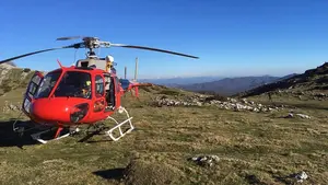 Rescatada en helicóptero una ciclista con el brazo fracturado en la Sierra de Tajonar