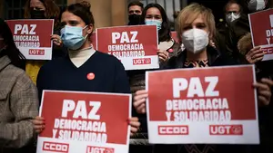 Concentraciones en Pamplona en solidaridad con Ucrania: piden la retirada de las tropas rusas