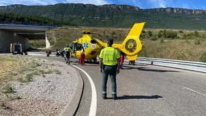 Evacuado en helicóptero un motorista al chocar con otra moto en la autovía del Pirineo