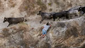 La plasticidad de un descenso vertiginoso en imágenes: las fotos del sexto encierro del Pilón