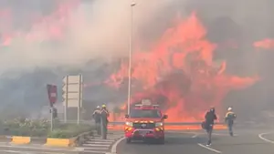 VÍDEO | El fuego se ceba con San Cristóbal y llega al límite con Pamplona