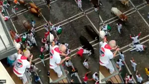 Los héroes del quinto encierro de San Fermín: el vídeo de unos corredores protegiendo a un herido