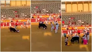 El vídeo de la angustiosa cornada a un mozo en el quinto encierro de las fiestas de Tudela