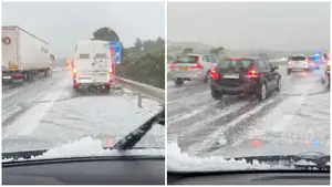 VÍDEO| Una impresionante granizada sorprende a los conductores en la autopista de Navarra (AP-15)