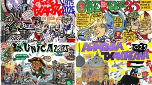 San Fermín 2025 | Palestina, presos de ETA y Trump en las pancartas de las peñas de Pamplona