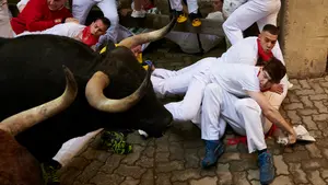 VÍDEO | Un gran susto y mucha tensión en la entrada al callejón del primer encierro de San Fermín