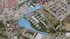 Las dos zonas de Pamplona que van a quedar unidas y en las que se construir&aacute;n 400 viviendas
