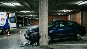 El accidente m&aacute;s inesperado de la noche en Pamplona: un herido de 56 a&ntilde;os tras chocar contra la columna de un garaje