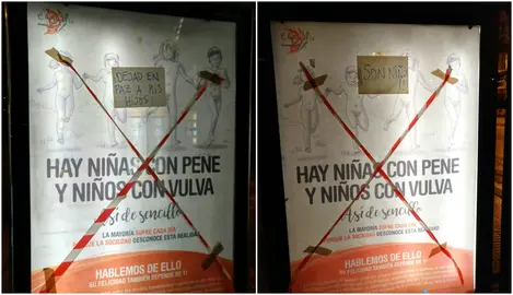 Protestas en marquesinas de Pamplona. 