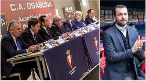 Dos momentos de Osasuna vividos este s&aacute;bado, la asamblea y el partido frente al C&aacute;diz.. &Iacute;&Ntilde;IGO ALZUGARAY