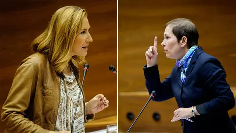 La parlamentaria del PPN, Ana Beltrán, y la presidenta del Gobierno de Navarra, Uxue Barkos.jpg