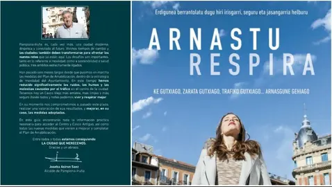 Folleto de la campa&ntilde;a de Asir&oacute;n para fomentar la amabilizaci&oacute;n en Pamplona. 
