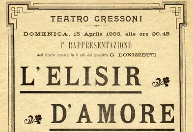 L' Elisir D'amore, anunciando para su representación en 1906.