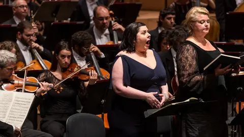 Último concierto de temporada de la Orquesta Sinfónica de Euskadi con la actuación del Orfeón Donostiarra y los solistas Pabyan, Resmark, Machado y Siwek. IN (15)