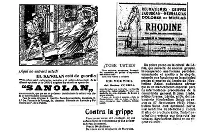 Algunos anuncios publicados en la prensa de Pamplona durante la epidemia de gripe