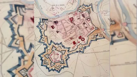 Un plano de la ciudad de Pamplona en 1882