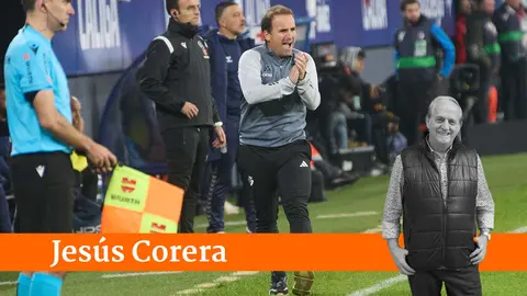 Jagoba Arrasate durante el partido entre Osasuna y Las Palmas en El Sadar. I&Ntilde;IGO ALZUGARAY