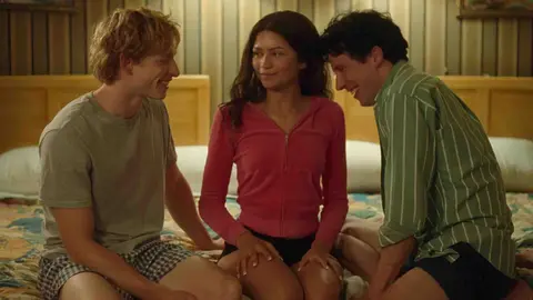 Los tres protagonistas de Rivales, Zendaya, Josh O´Connor y Mike Faist.